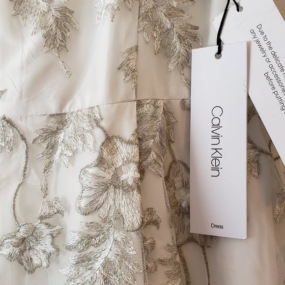 Calvin Klein Women's Metallic High Low Gown Dress - Picture 7 of 8